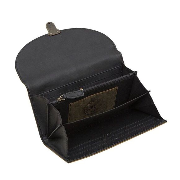 Myra Bag Handmade Charcoal Wallet Leather & Hairon Canvas & Cowhide Leat… - Picture 4 of 4